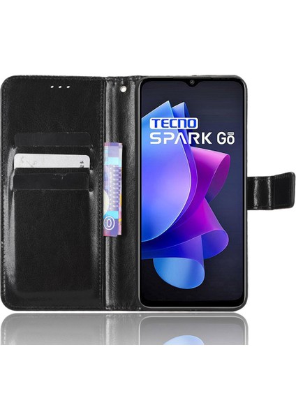 Tecno Spark Go 2023 4g Pu Deri Cüzdan Telefon Kılıfı Crazy Horse Doku Çevirme Standı Kapağı (Yurt Dışından)