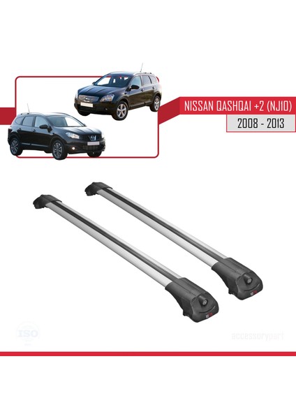 Nisssan Qashqai +2 (NJ10) 2008-2013 Arası ile Uyumlu Ace-1 Ara Atkı Tavan Barı Gri modelleri