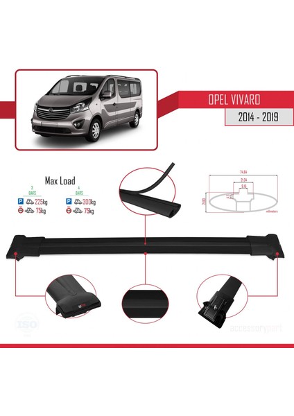 Opel Vivaro 2014-2019 Arası ile Uyumlu Fly Model Ara Atkı Tavan Barı Siyah 3 Adet Bar fırsatları