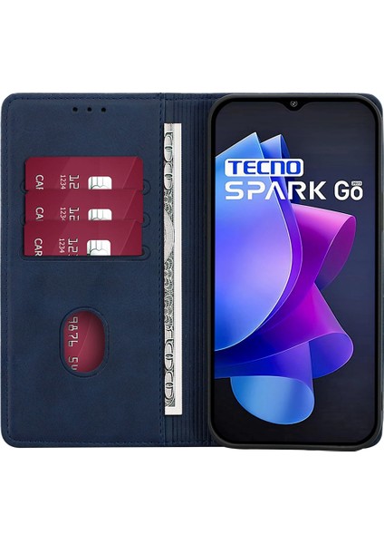 Tecno Spark Go 2023 4g Standlı Deri Telefon Kılıfı Buzağı Dokusu Cüzdan Kapağı (Yurt Dışından)