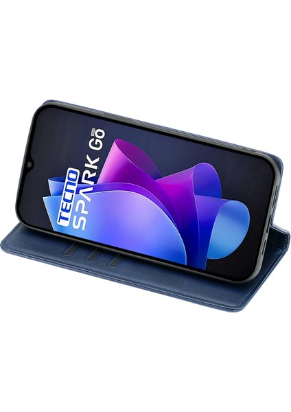 Tecno Spark Go 2023 4g Standlı Deri Telefon Kılıfı Buzağı Dokusu Cüzdan Kapağı (Yurt Dışından)