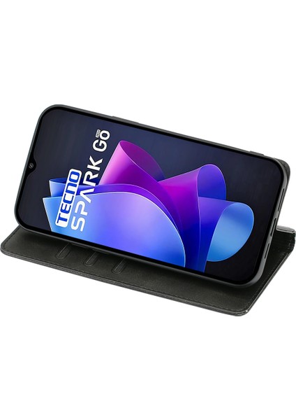 Tecno Spark Go 2023 4g Standlı Deri Telefon Kılıfı Buzağı Dokusu Cüzdan Kapağı (Yurt Dışından)