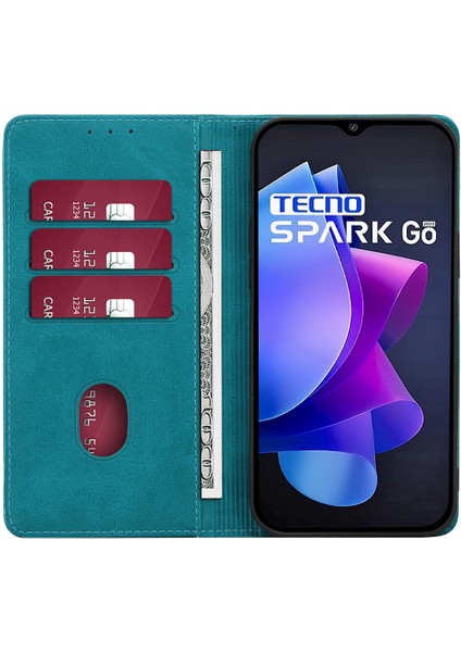 Tecno Spark Go 2023 4g Standlı Deri Telefon Kılıfı Buzağı Dokusu Cüzdan Kapağı (Yurt Dışından)