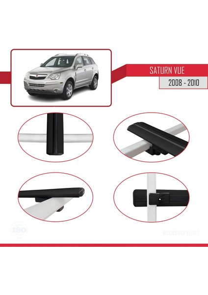 Saturn Vue Opel Antara 2008-2010 Arası ile Uyumlu Basic Model Ara Atkı Tavan Barı Siyah 3 Adet