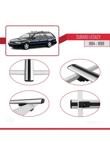 Subaru Legacy 1994-1999 Arası ile Uyumlu Basic Model Ara Atkı Tavan Barı Gri 3 Adet fırsatları