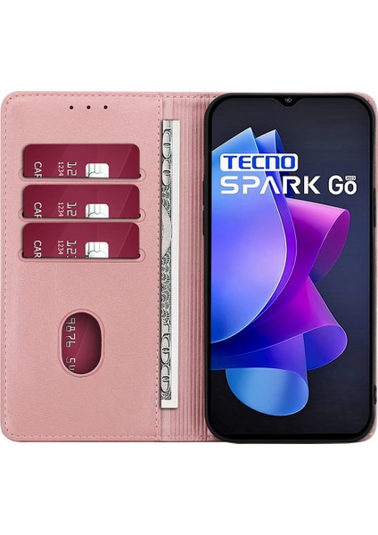 Tecno Spark Go 2023 4g Standlı Deri Telefon Kılıfı Buzağı Dokusu Cüzdan Kapağı (Yurt Dışından)