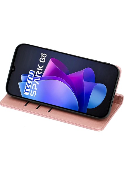 Tecno Spark Go 2023 4g Standlı Deri Telefon Kılıfı Buzağı Dokusu Cüzdan Kapağı (Yurt Dışından)