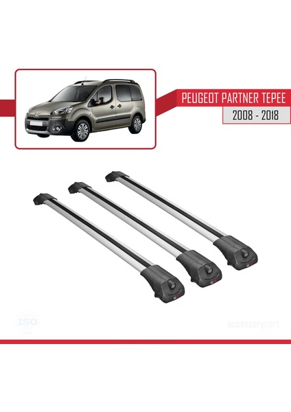 Peugeot Partner Tepee 2008-2018 Arası ile Uyumlu Ace-1 Ara Atkı Tavan Barı Gri 3 Adet Bar fırsatları