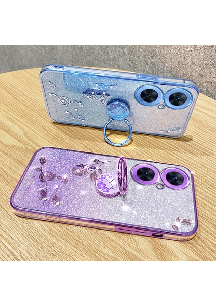 Tecno Camon 19 Neo 4g Glitter Tpu Halka Kickstand Telefon Kapağı (Yurt Dışından)