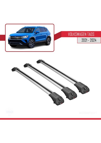 Volkswagen Taos 2021 ve Sonrası ile Uyumlu Ace-1 Ara Atkı Tavan Barı Gri 3 Adet Bar modelleri