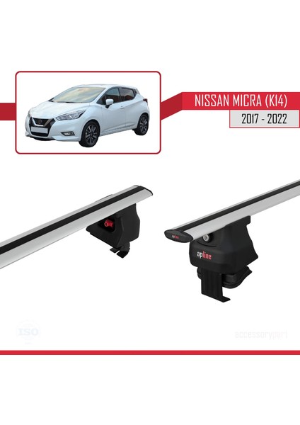 Nissan Micra / March (K14) 2017-2022 Arası ile Uyumlu Ace-4 Ara Atkı Tavan Barı Gri modelleri