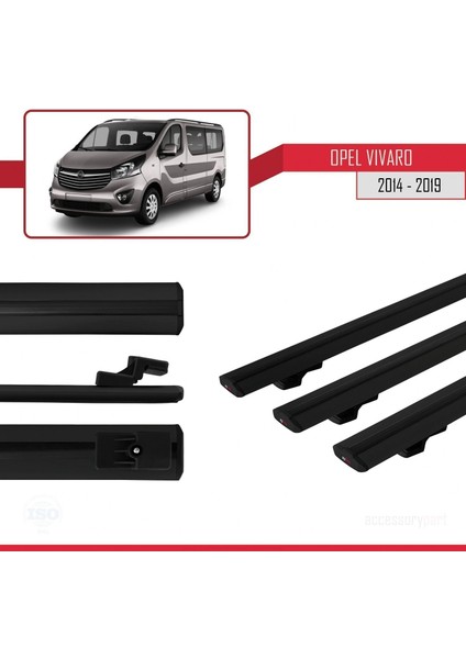 Opel Vivaro 2014-2019 Arası ile Uyumlu Basic Model Ara Atkı Tavan Barı Siyah 3 Adet