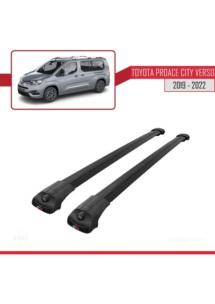 Toyota Proace City Verso 2019-2022 Arası ile Uyumlu Ace-1 Ara Atkı Tavan Barı Siyah
