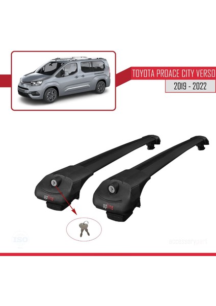 Toyota Proace City Verso 2019-2022 Arası ile Uyumlu Ace-1 Ara Atkı Tavan Barı Siyah