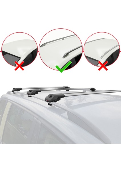 Porsche Cayenne 2003-2011 Arası ile Uyumlu Ace-1 Ara Atkı Tavan Barı Gri 3 Adet Bar