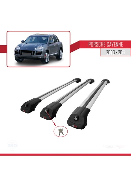 Porsche Cayenne 2003-2011 Arası ile Uyumlu Ace-1 Ara Atkı Tavan Barı Gri 3 Adet Bar