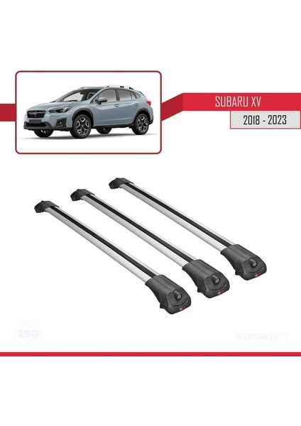 Subaru Xv 2018-2021 Arası ile Uyumlu Ace-1 Ara Atkı Tavan Barı Gri 3 Adet Bar
