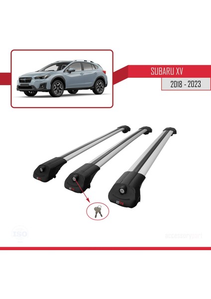 Subaru Xv 2018-2021 Arası ile Uyumlu Ace-1 Ara Atkı Tavan Barı Gri 3 Adet Bar