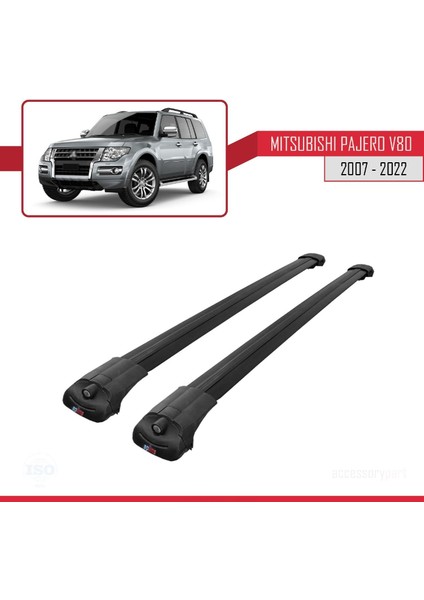 Mitsubishi Pajero (V80) 2007-2022 Arası ile Uyumlu Ace-1 Ara Atkı Tavan Barı Siyah modelleri