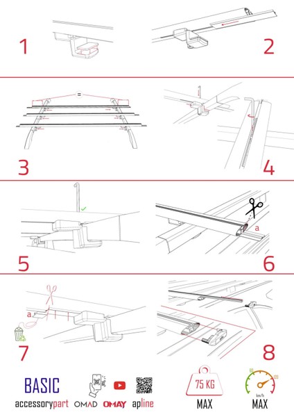Mercedes Eqb (X243) 2021 ve Sonrası ile Uyumlu Basic Model Ara Atkı Tavan Barı Gri 3 Adet fırsatları
