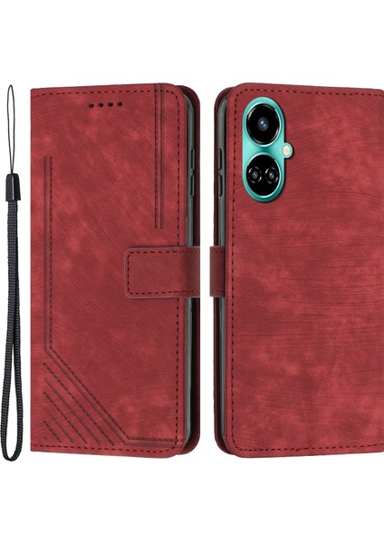 Tecno Camon 19 4g / 19 Pro 4g / 5g Standı Cilt Dokunuşlu Hatlar Cüzdan Kılıfı (Yurt Dışından)
