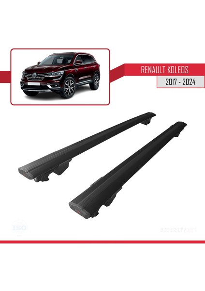 Renault Koleos 2017 ve Sonrası ile Uyumlu Hook Model Anahtar Kilitli Ara Atkı Tavan Barı Siyah fırsatları
