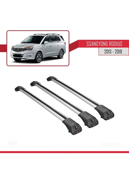 Ssangyong Rodius 2013-2018 Arası ile Uyumlu Ace-1 Ara Atkı Tavan Barı Gri 3 Adet Bar