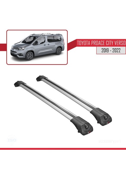 Toyota Proace City Verso 2019-2022 Arası ile Uyumlu Ace-1 Ara Atkı Tavan Barı Gri