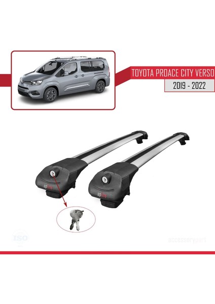 Toyota Proace City Verso 2019-2022 Arası ile Uyumlu Ace-1 Ara Atkı Tavan Barı Gri