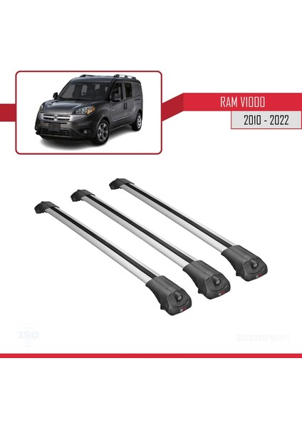 Ram V1000 2010-2022 Arası ile Uyumlu Ace-1 Ara Atkı Tavan Barı Gri 3 Adet Bar