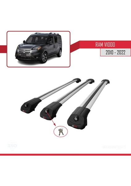 Ram V1000 2010-2022 Arası ile Uyumlu Ace-1 Ara Atkı Tavan Barı Gri 3 Adet Bar