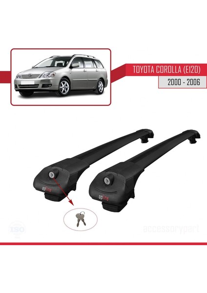 Toyota Corolla (E120) 2000-2006 Arası ile Uyumlu Ace-1 Ara Atkı Tavan Barı Siyah