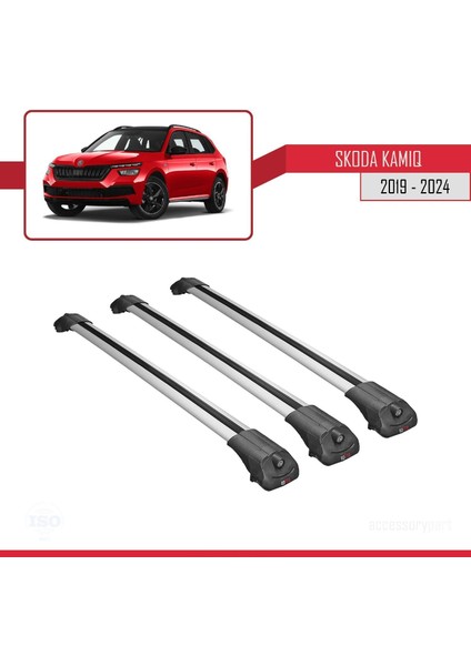 Skoda Kamiq 2019 ve Sonrası ile Uyumlu Ace-1 Ara Atkı Tavan Barı Gri 3 Adet Bar