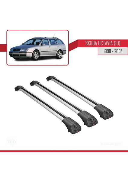 Skoda Octavia (1u) 1998-2004 Arası ile Uyumlu Ace-1 Ara Atkı Tavan Barı Gri 3 Adet Bar