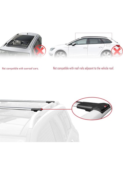 Ssangyong Tivoli Xlv 2016 ve Sonrası ile Uyumlu Fly Model Ara Atkı Tavan Barı Gri