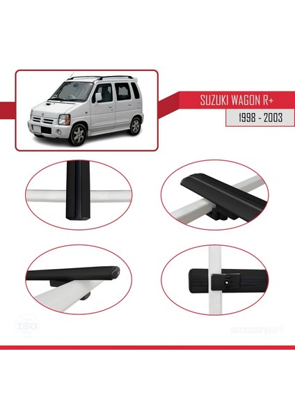 Suzuki Wagon R+ 1998-2003 Arası ile Uyumlu Basic Model Ara Atkı Tavan Barı Siyah 3 Adet fırsatları