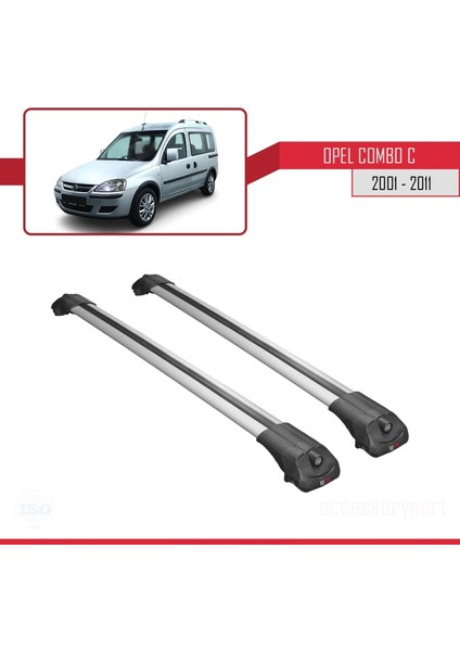 Opel Combo (C) 2001-2011 Arası ile Uyumlu Ace-1 Ara Atkı Tavan Barı Gri