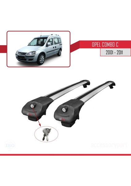 Opel Combo (C) 2001-2011 Arası ile Uyumlu Ace-1 Ara Atkı Tavan Barı Gri