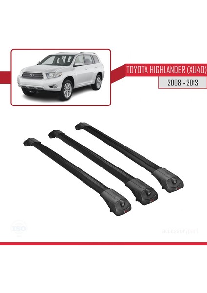 Toyota Highlander (XU40) 2008-2013 Arası ile Uyumlu Ace-1 Ara Atkı Tavan Barı Siyah 3 Adet Bar modelleri
