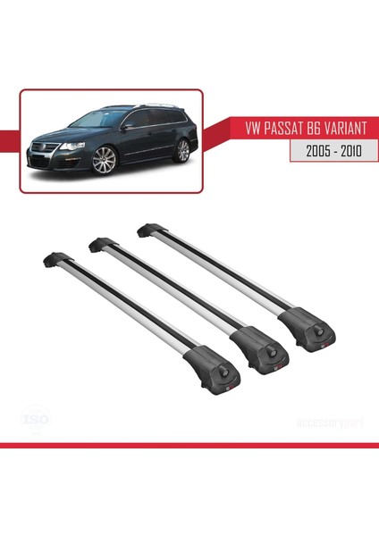 Volkswagen Passat (B6) Varıant 2005-2010 Arası ile Uyumlu Ace-1 Ara Atkı Tavan Barı Gri 3 Adet Bar