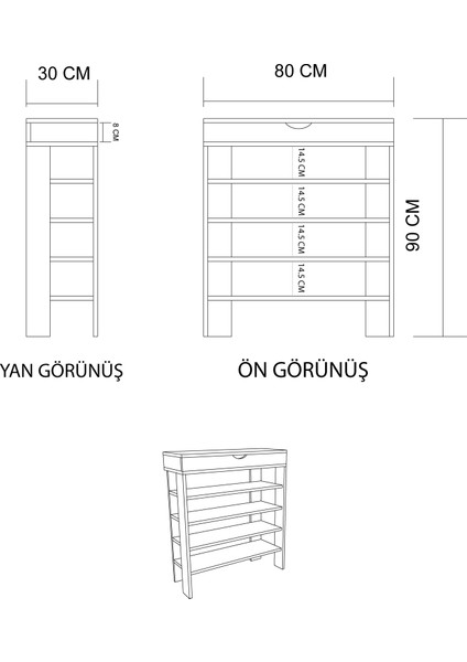 Royal Ayakkabılık , 4 Bölmeli , Saklama Gözlü , Atlantik Çam Ayakkabılık