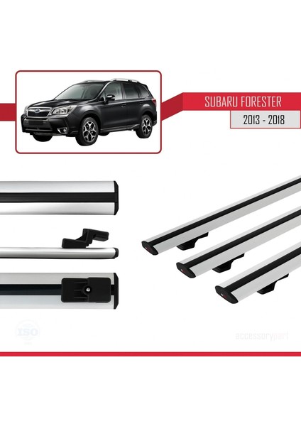 Subaru Forester 2013-2018 Arası ile Uyumlu Basic Model Ara Atkı Tavan Barı Gri 3 Adet