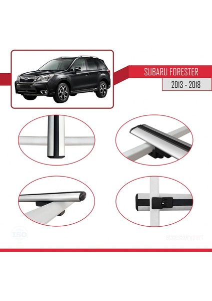 Subaru Forester 2013-2018 Arası ile Uyumlu Basic Model Ara Atkı Tavan Barı Gri 3 Adet