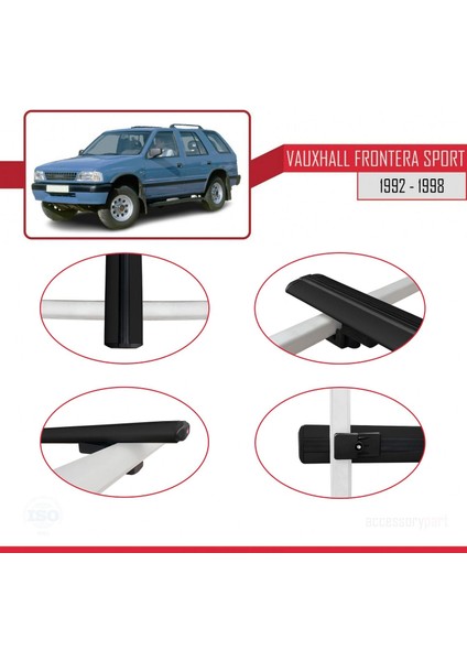 Vauxhall Frontera Sport 1992-1998 Arası ile Uyumlu Basic Model Ara Atkı Tavan Barı Siyah 3 Adet fırsatları