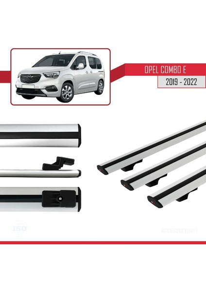 Opel Combo (E) 2019-2022 Arası ile Uyumlu Basic Model Ara Atkı Tavan Barı Gri 3 Adet modelleri