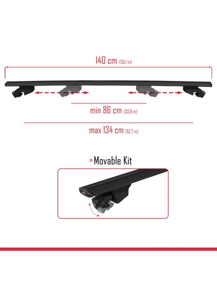 Vw Sharan 2010-2022 Arası ile Uyumlu Hook Model Anahtar Kilitli Ara Atkı Tavan Barı Siyah