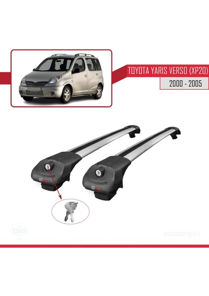 Toyota Yaris Verso (XP20) 2000-2005 Arası ile Uyumlu Ace-1 Ara Atkı Tavan Barı Gri