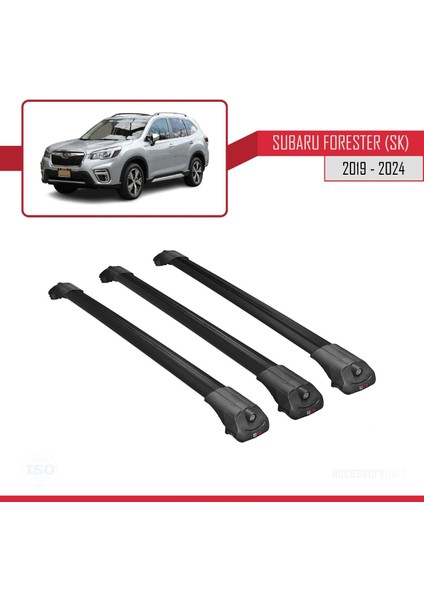 Subaru Forester (Sk) 2019 ve Sonrası ile Uyumlu Ace-1 Ara Atkı Tavan Barı Siyah 3 Adet Bar modelleri