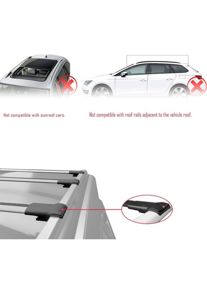 Toyota Yaris Verso (XP20) 2000-2005 Arası ile Uyumlu Fly Model Ara Atkı Tavan Barı Gri 3 Adet Bar