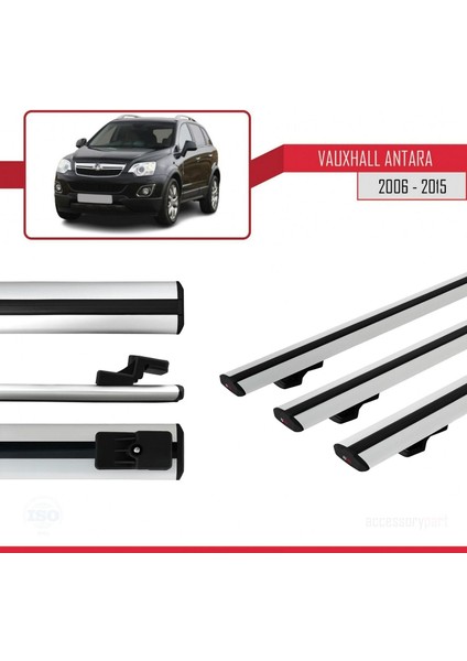 Vauxhall Antara 2006-2015 Arası ile Uyumlu Basic Model Ara Atkı Tavan Barı Gri 3 Adet modelleri